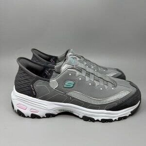 Skechers D'Lites New Page Women Size 10 Gray Pink Memory Foam Sneaker Shoe